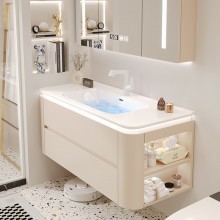 浴室柜膚感可麗耐一體盆陶瓷洗手盆柜組合衛(wèi)生間洗臉盆柜洗漱臺(tái)盆